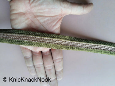 Wholesale Green And Gold Thread Lace Trim, Approx. 25mm wide, Weave Trim